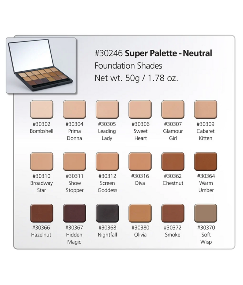 Glamour Crème™ Ultra HD Foundation Super Palettes (paleta con bases de maquillaje en crema) - graftobian-mexico