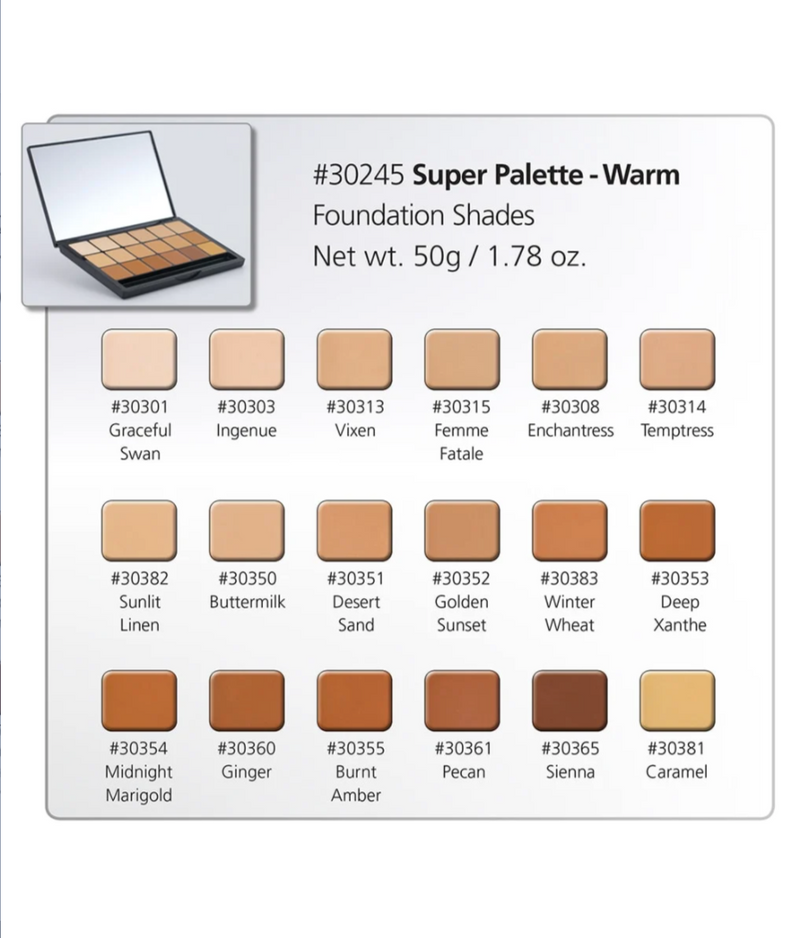 Glamour Crème™ Ultra HD Foundation Super Palettes (paleta con bases de maquillaje en crema) - graftobian-mexico